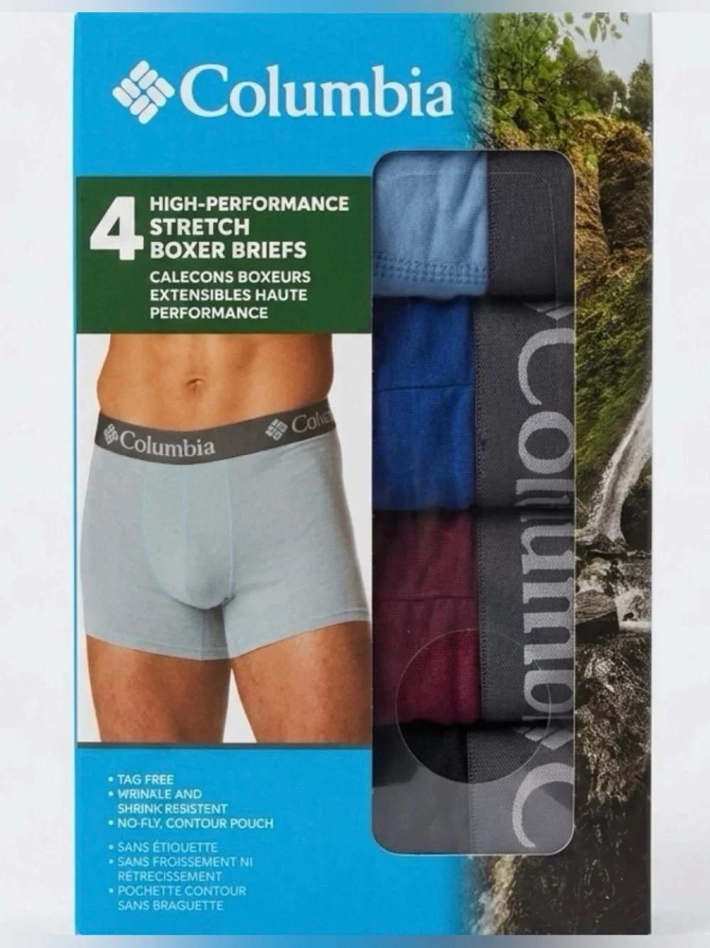 Columbia Men's High Performance Stretch Boxer Briefs 4 Pack Tag Free XL NIB